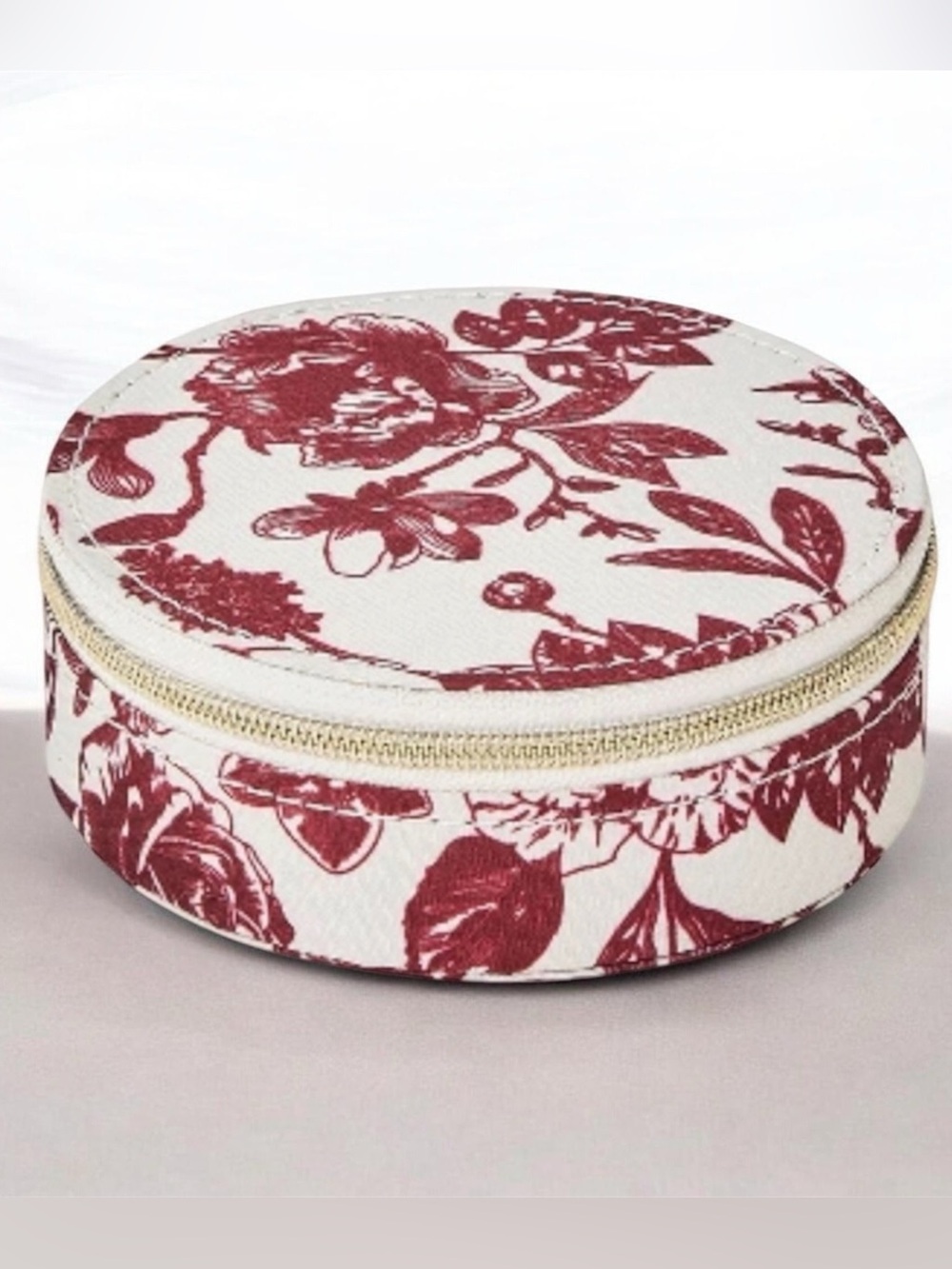 A New Day Floral Print Round Travel Jewelry Organizer